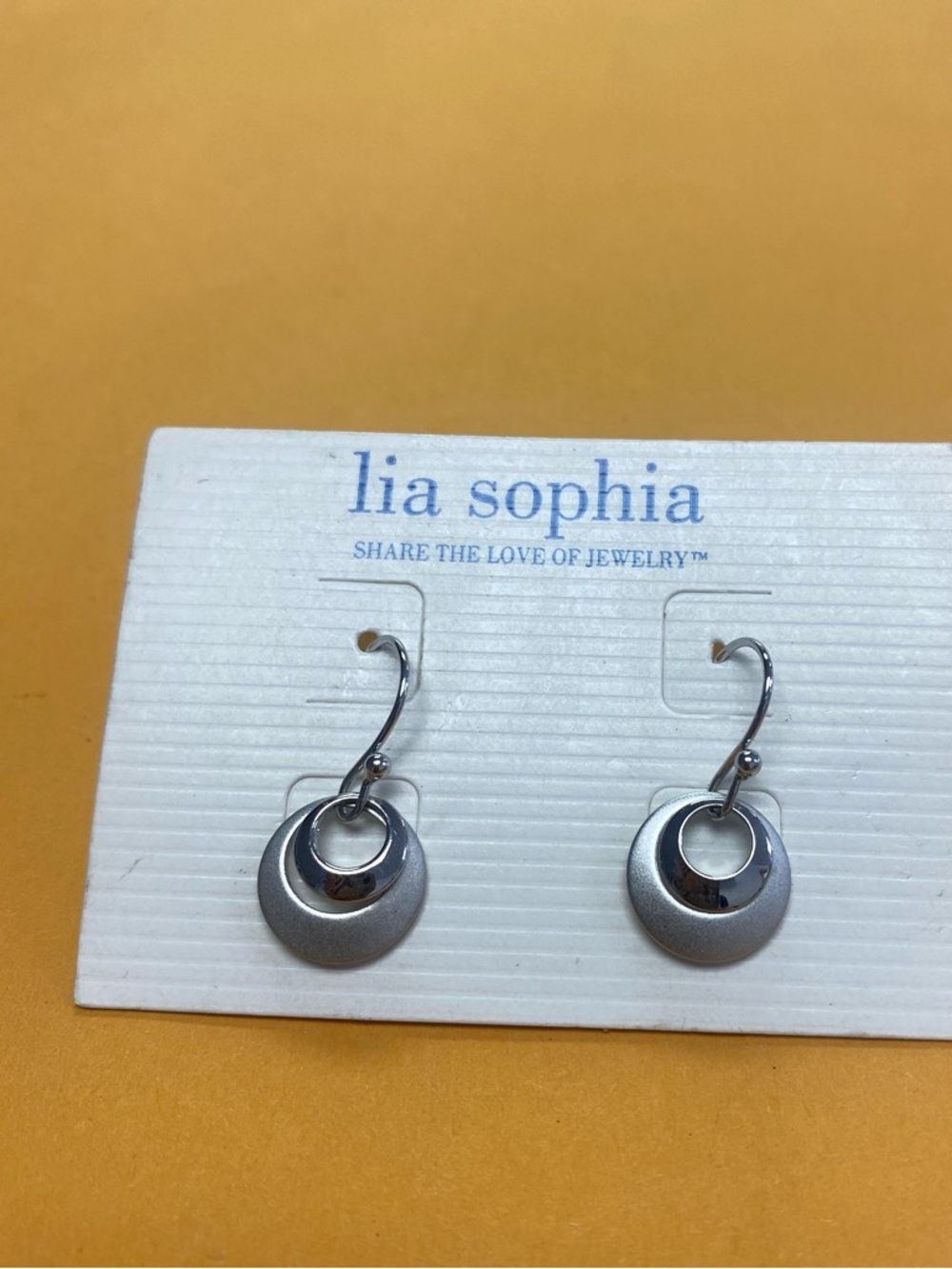 lia sophia Silver tone Double Circle Drop Earrings